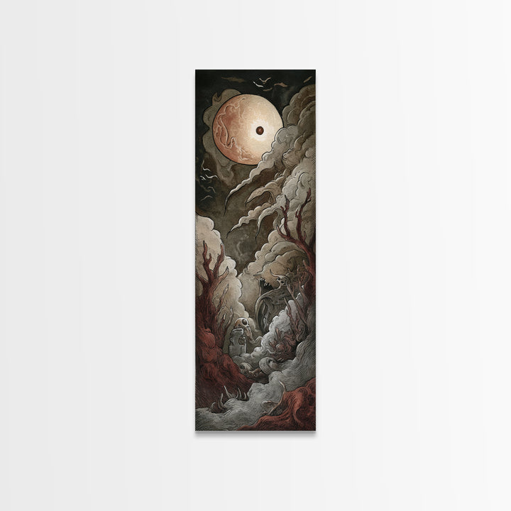 The Keeper Of The Black Reef Key, Cosmic Horror Decor, Tall Narrow Wall Art, Canvas Print, Halloween Home Decor, Gothic Wall Art