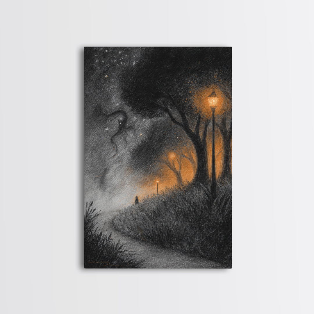 The Widow Of The Whispering Comet, Lovecraftian Wall Art, Vertical Wall Art, Framed Canvas Print, Halloween Home Decor, Gothic Wall Art