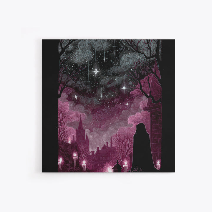 The Widow Of The Whispering Comet, Dark Fantasy Wall Art, Square Wall Art, Framed Canvas Print, Halloween Home Decor, Gothic Wall Art