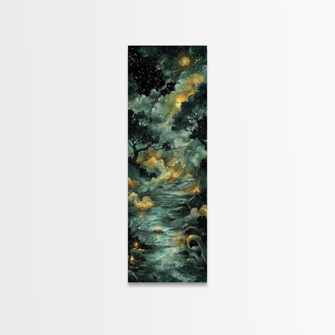The Widow Of The Whispering Comet, Eldritch Wall Art, Tall Narrow Wall Art, Canvas Print, Halloween Home Decor, Gothic Wall Art