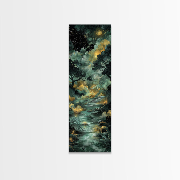The Widow Of The Whispering Comet, Eldritch Wall Art, Tall Narrow Wall Art, Canvas Print, Halloween Home Decor, Gothic Wall Art