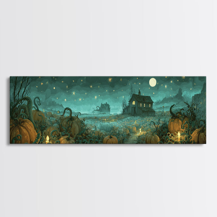 The Harvest Of The Eldritch Field, Cosmic Horror Decor, Extra Wide Wall Art, Canvas Print, Halloween Home Decor, Gothic Wall Art
