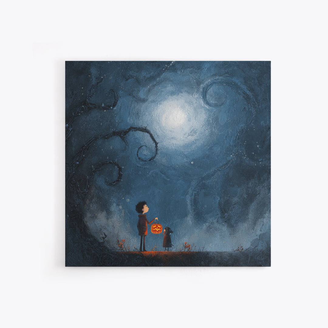 The Child Who Caught A Moon-Spawn, Dark Fantasy Wall Art, Square Wall Art, Canvas Print, Halloween Home Decor, Gothic Wall Art