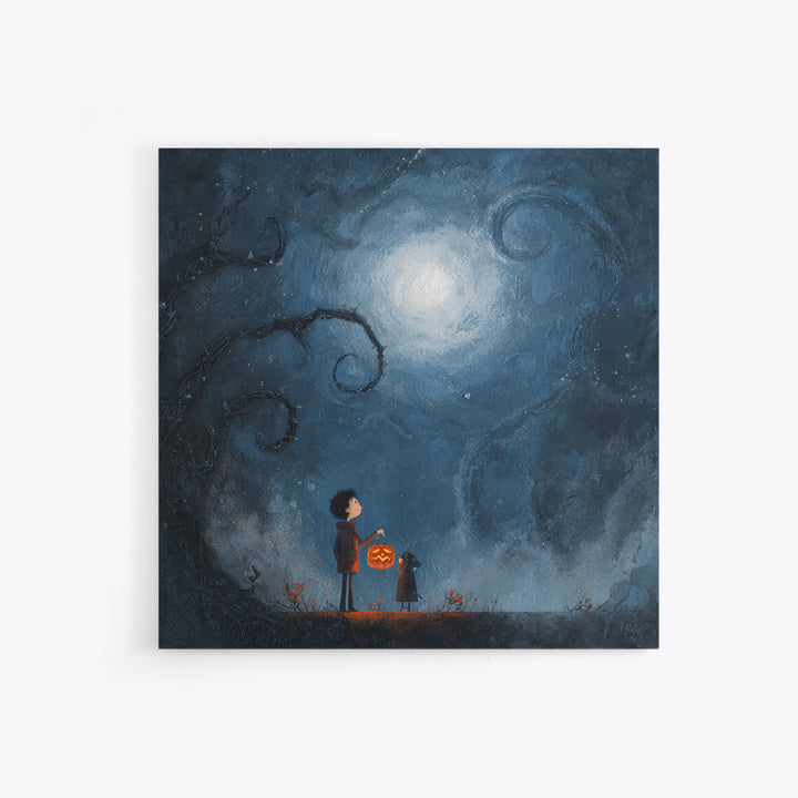 The Child Who Caught A Moon-Spawn, Dark Fantasy Wall Art, Square Wall Art, Canvas Print, Halloween Home Decor, Gothic Wall Art
