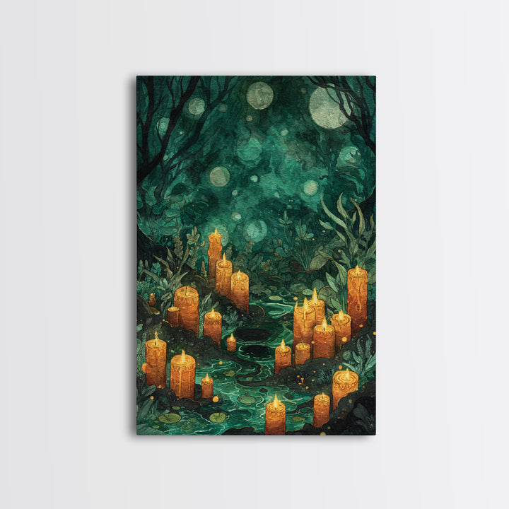 The Oracle Of The Glass Depths, Dark Fantasy Wall Art, Vertical Wall Art, Framed Canvas Print, Halloween Home Decor, Gothic Wall Art