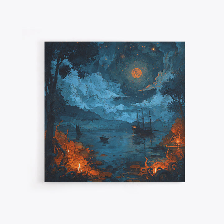 The Oracle Of The Glass Depths, Spooky Wall Decor, Square Wall Art, Canvas Print, Halloween Home Decor, Gothic Wall Art, Halloween Decor