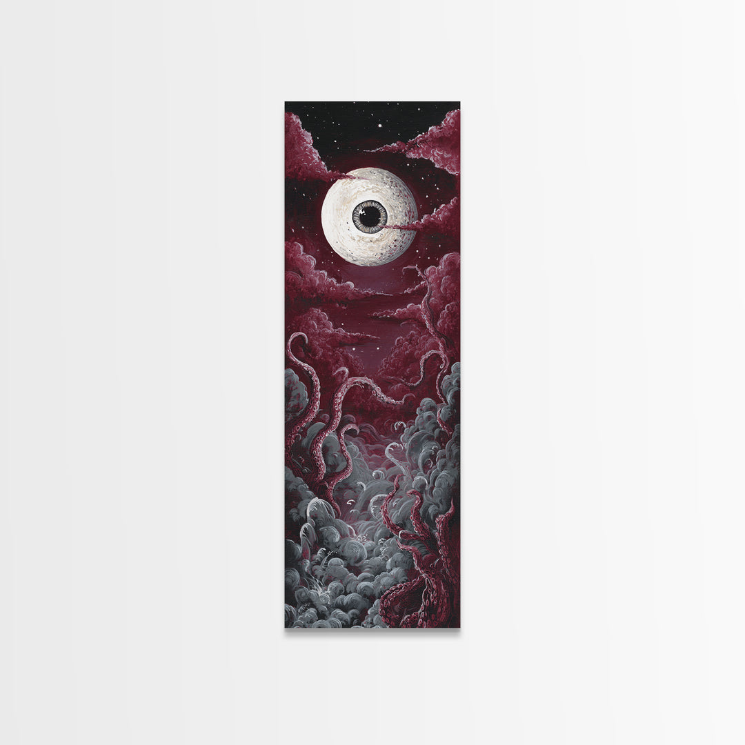 The Oracle Of The Glass Depths, Occult Wall Decor, Tall Narrow Wall Art, Framed Canvas Print, Halloween Home Decor, Gothic Wall Art
