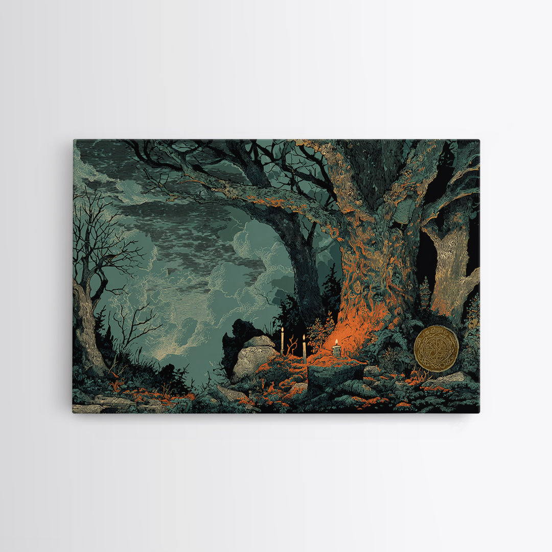 The Sleeper In The Birch Grove, Dark Fantasy Wall Art, Landscape Wall Art, Canvas Print, Halloween Home Decor, Gothic Wall Art