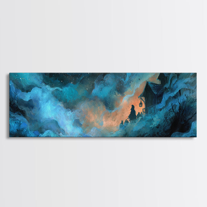 The Feast Of The Pale Cult, Cosmic Horror Decor, Extra Wide Wall Art, Canvas Print, Halloween Home Decor, Gothic Wall Art, Dark Fantasy Art