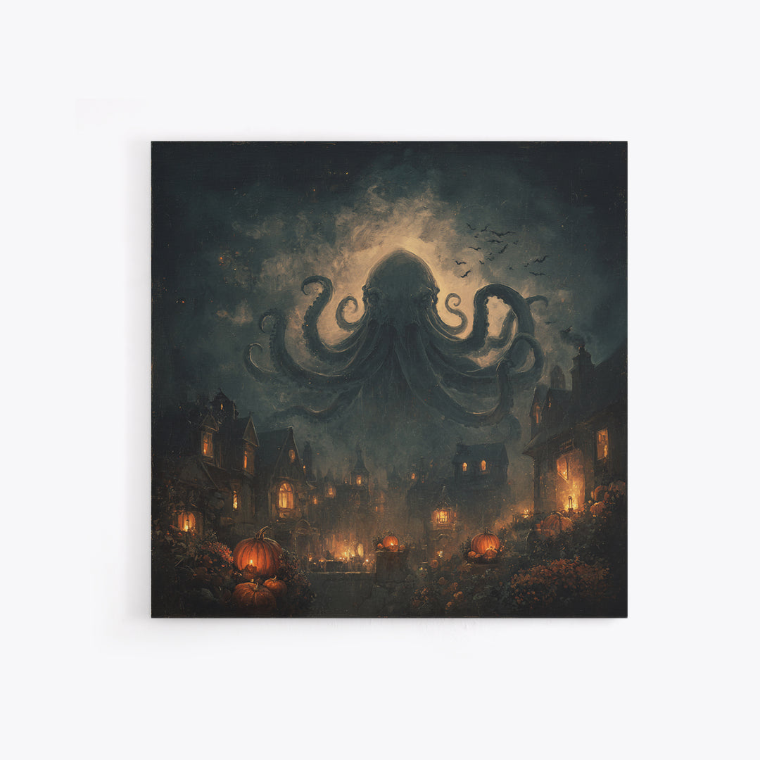 The Crown Of The Tentacled Saint, Halloween Wall Art, Square Wall Art, Framed Canvas Print, Halloween Home Decor, Gothic Wall Art