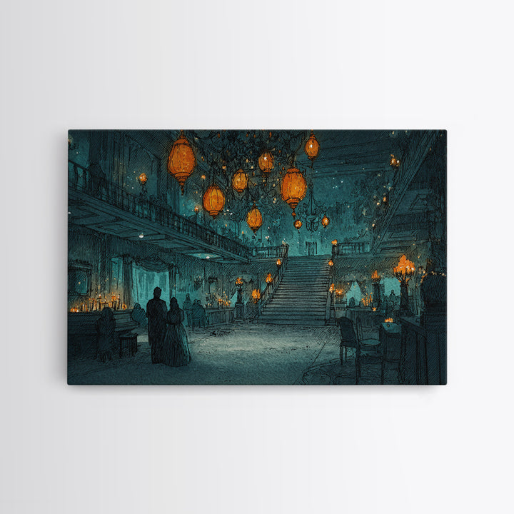 The Ballroom Of Silent Shoggoths, Cosmic Horror Decor, Landscape Wall Art, Canvas Print, Halloween Home Decor, Gothic Wall Art