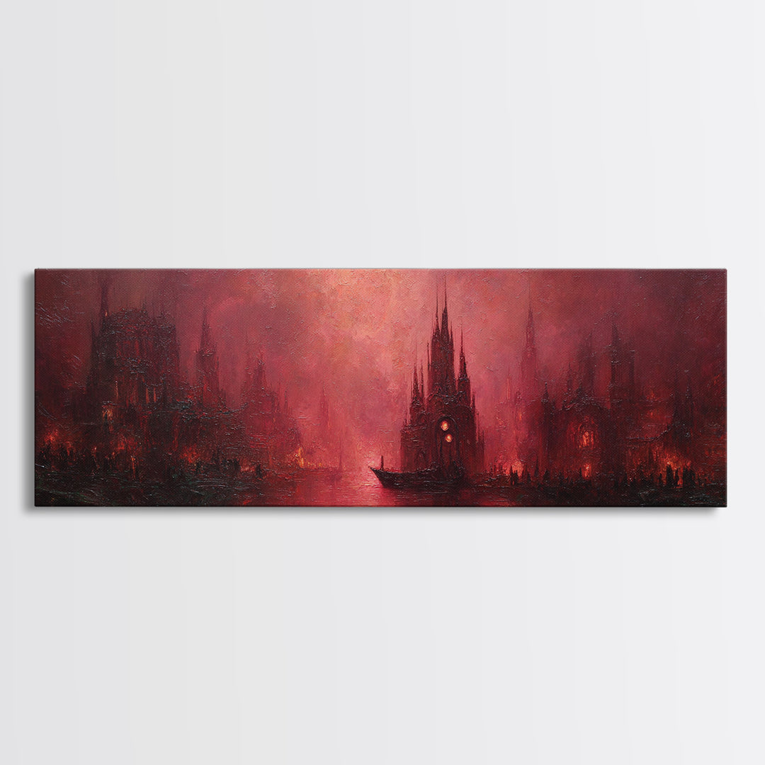 The Ballroom Of Silent Shoggoths, Dark Fantasy Wall Art, Extra Wide Wall Art, Framed Canvas Print, Halloween Home Decor, Gothic Wall Art