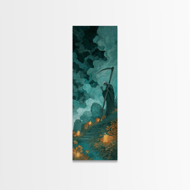 The Grave Gardener Of Yuggoth, Dark Fantasy Wall Art, Tall Narrow Wall Art, Canvas Print, Halloween Home Decor, Gothic Wall Art