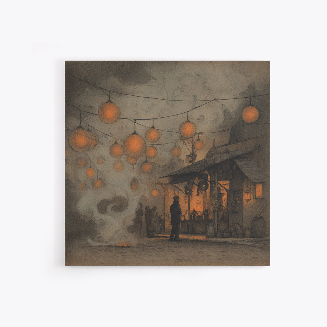 The Lantern Market Beyond The Veil, Occult Wall Decor, Square Wall Art, Canvas Print, Halloween Home Decor, Gothic Wall Art