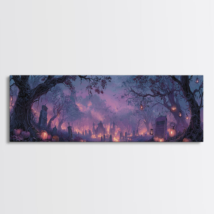 The Lantern Market Beyond The Veil, Macabre Halloween Art, Extra Wide Wall Art, Canvas Print, Halloween Home Decor, Gothic Wall Art