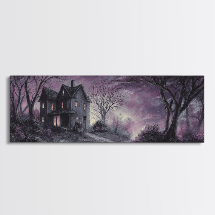 The Thirteenth Door Of Arkham House, Spooky Wall Decor, Extra Wide Wall Art, Canvas Print, Halloween Home Decor, Gothic Wall Art