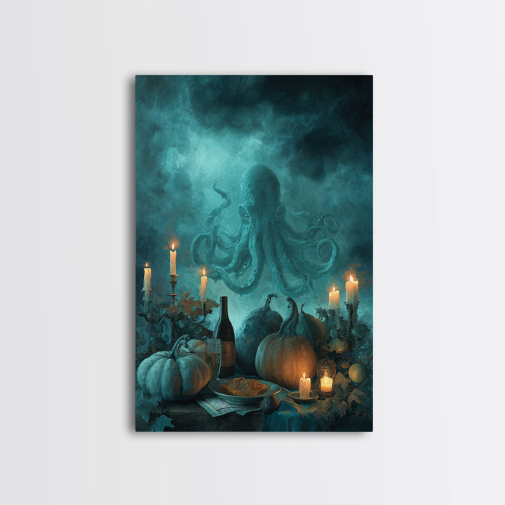 The Salt King Of The Black Shore, Lovecraftian Wall Art, Vertical Wall Art, Framed Canvas Print, Halloween Home Decor, Gothic Wall Art