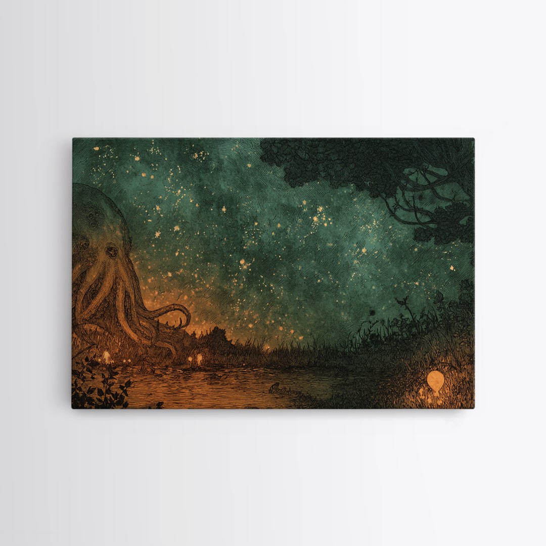 The Salt King Of The Black Shore, Dark Fantasy Wall Art, Landscape Wall Art, Framed Canvas Print, Halloween Home Decor, Gothic Wall Art