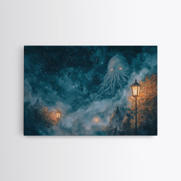 The Dreamwell Beneath Miskatonic, Dark Fantasy Wall Art, Landscape Wall Art, Canvas Print, Halloween Home Decor, Gothic Wall Art
