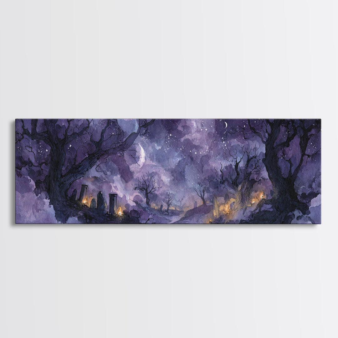 The Dreamwell Beneath Miskatonic, Cosmic Horror Decor, Extra Wide Wall Art, Framed Canvas Print, Halloween Home Decor, Gothic Wall Art
