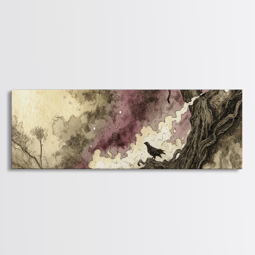 The Custodian Of The Whispering Idol, Eldritch Wall Art, Extra Wide Wall Art, Canvas Print, Halloween Home Decor, Gothic Wall Art