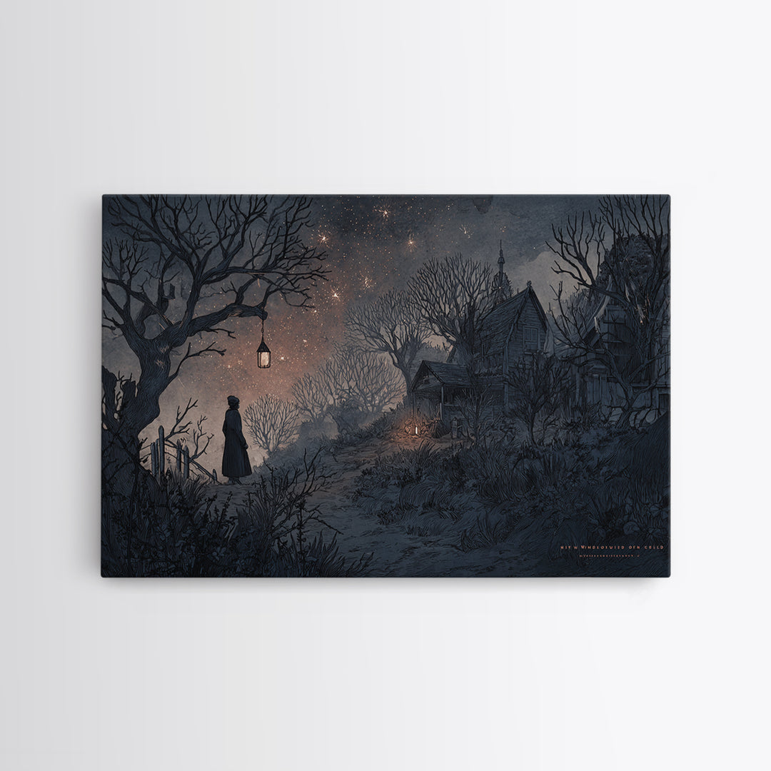 The Children Of The Star Orchard, Macabre Halloween Art, Landscape Wall Art, Framed Canvas Print, Halloween Home Decor, Gothic Wall Art