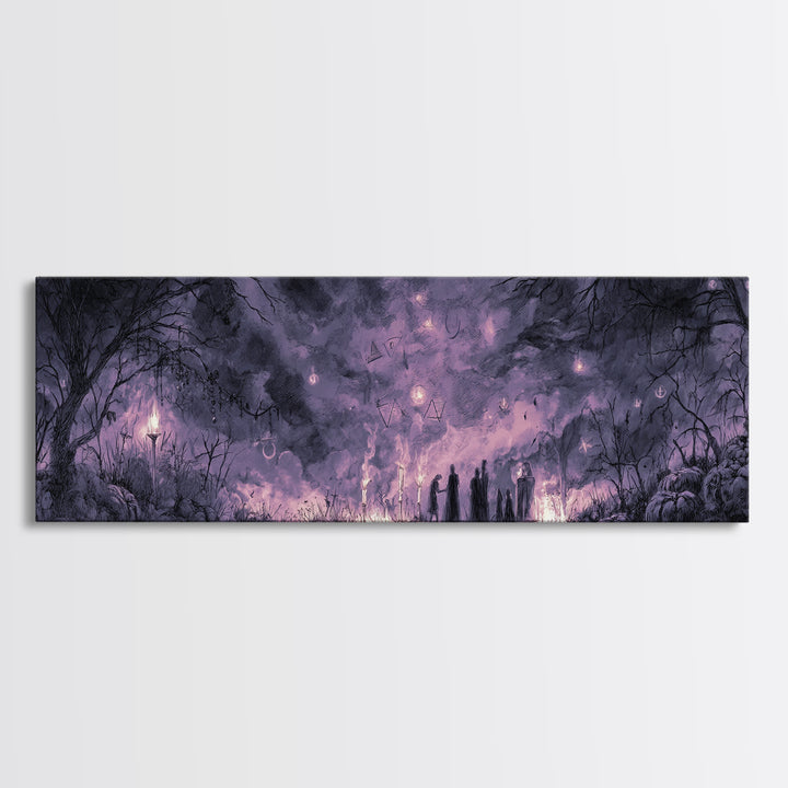 The Children Of The Star Orchard, Macabre Halloween Art, Extra Wide Wall Art, Canvas Print, Halloween Home Decor, Gothic Wall Art