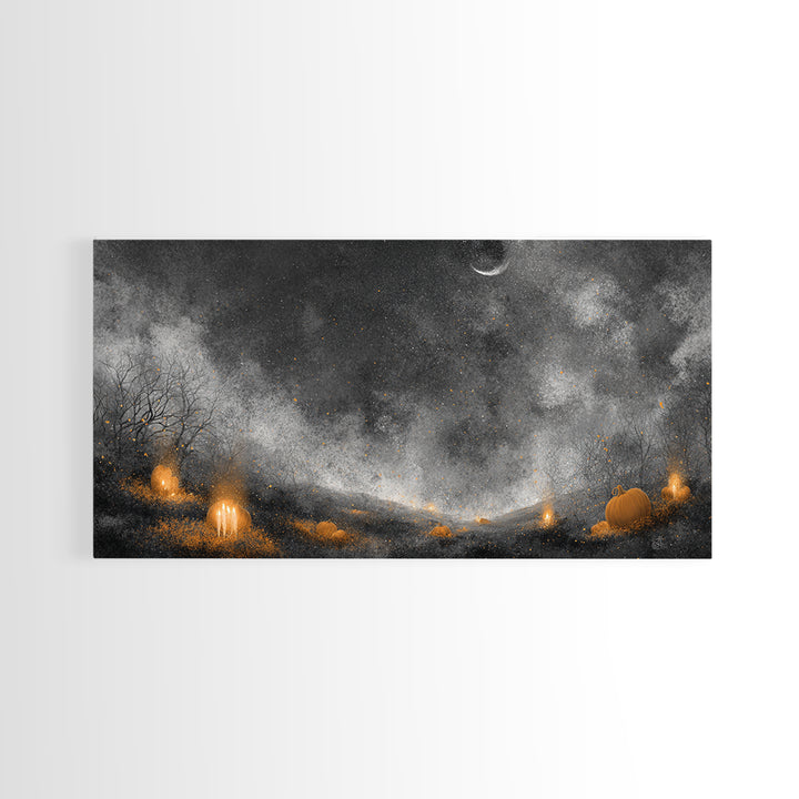 The Frost Beyond Carcosa, Halloween Wall Art, Wide Panoramic Art, Framed Canvas Print, Halloween Home Decor, Gothic Wall Art