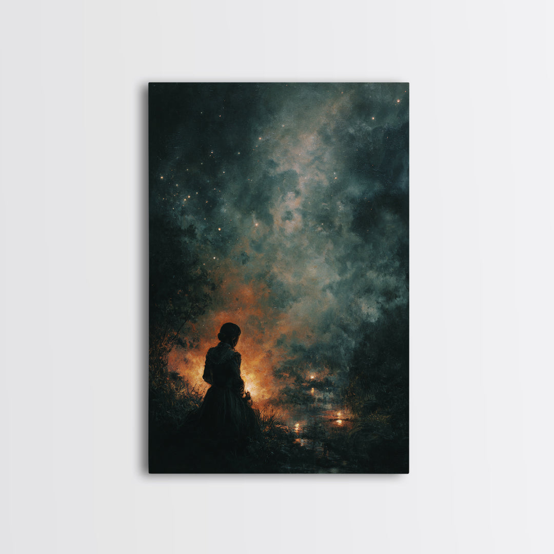 The Seamstress Of Living Nebulae, Occult Wall Decor, Vertical Wall Art, Framed Canvas Print, Halloween Home Decor, Gothic Wall Art