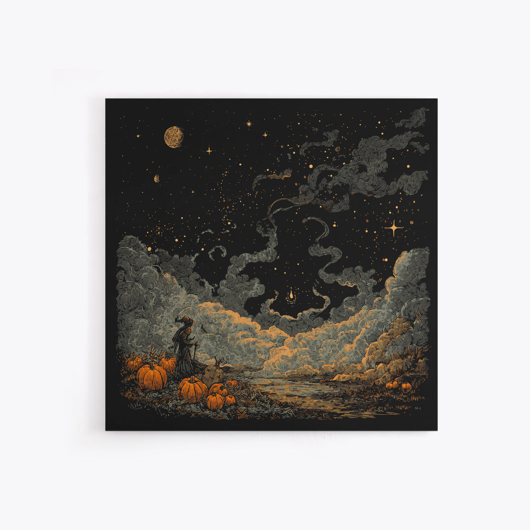 The Seamstress Of Living Nebulae, Cosmic Horror Decor, Square Wall Art, Framed Canvas Print, Halloween Home Decor, Gothic Wall Art