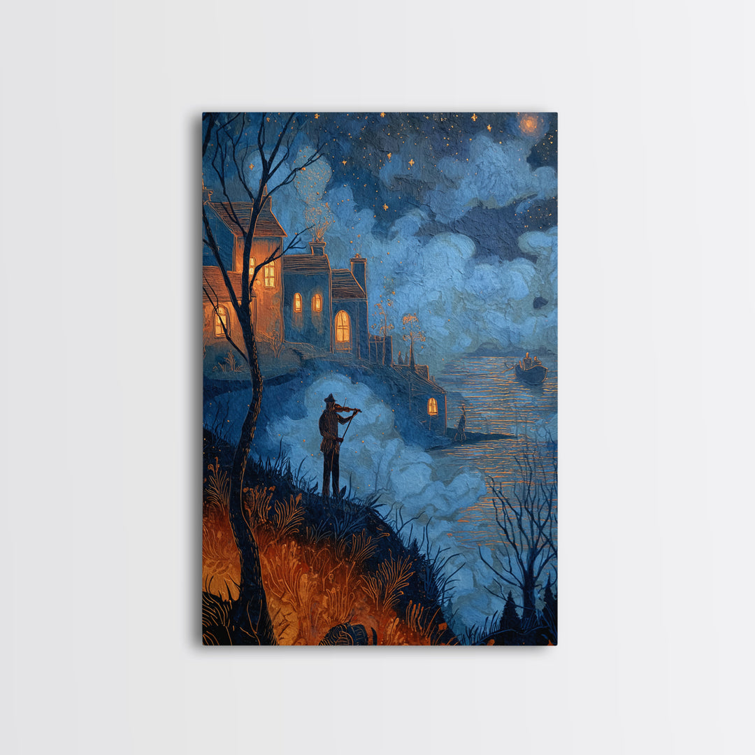 The Violinist Of The Drowned Moon, Lovecraftian Wall Art, Vertical Wall Art, Canvas Print, Halloween Home Decor, Gothic Wall Art