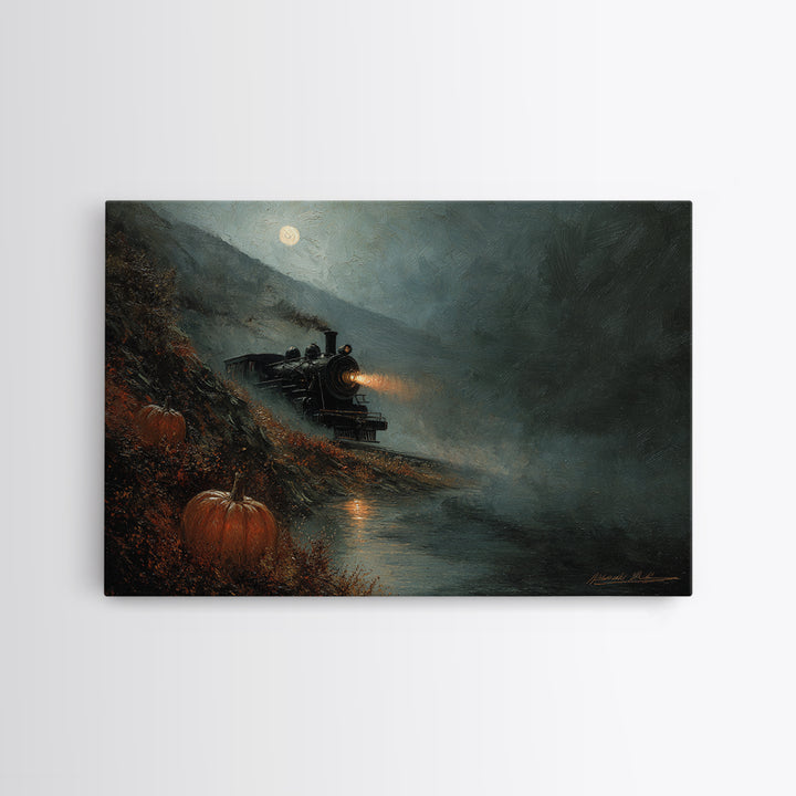The Phantom Train To Kadath, Spooky Wall Decor, Landscape Wall Art, Canvas Print, Halloween Home Decor, Gothic Wall Art, Halloween Wall Art