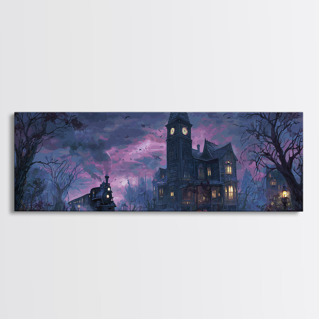 The Phantom Train To Kadath, Eldritch Wall Art, Extra Wide Wall Art, Canvas Print, Halloween Home Decor, Gothic Wall Art, Dark Fantasy Art