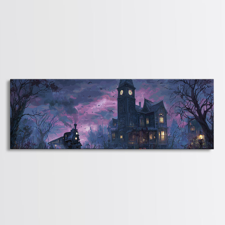 The Phantom Train To Kadath, Eldritch Wall Art, Extra Wide Wall Art, Canvas Print, Halloween Home Decor, Gothic Wall Art, Dark Fantasy Art