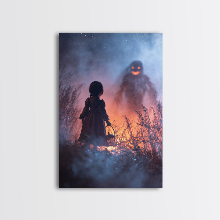 The Doll From Beyond The Void, Occult Wall Decor, Vertical Wall Art, Framed Canvas Print, Halloween Home Decor, Gothic Wall Art