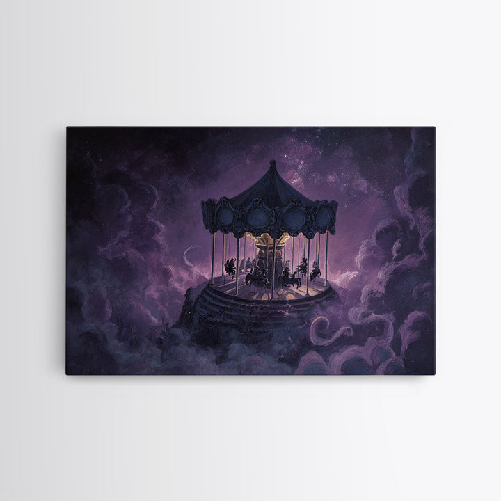 The Carousel Of Sleeping Planets, Occult Wall Decor, Landscape Wall Art, Canvas Print, Halloween Home Decor, Gothic Wall Art