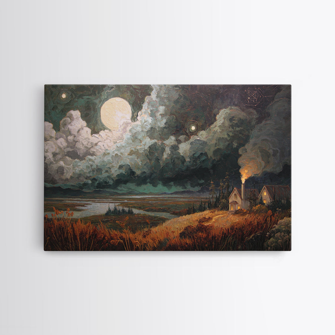 The Apothecary Of Black Seashell Dreams, Dark Fantasy Wall Art, Landscape Wall Art, Canvas Print, Halloween Home Decor, Gothic Wall Art