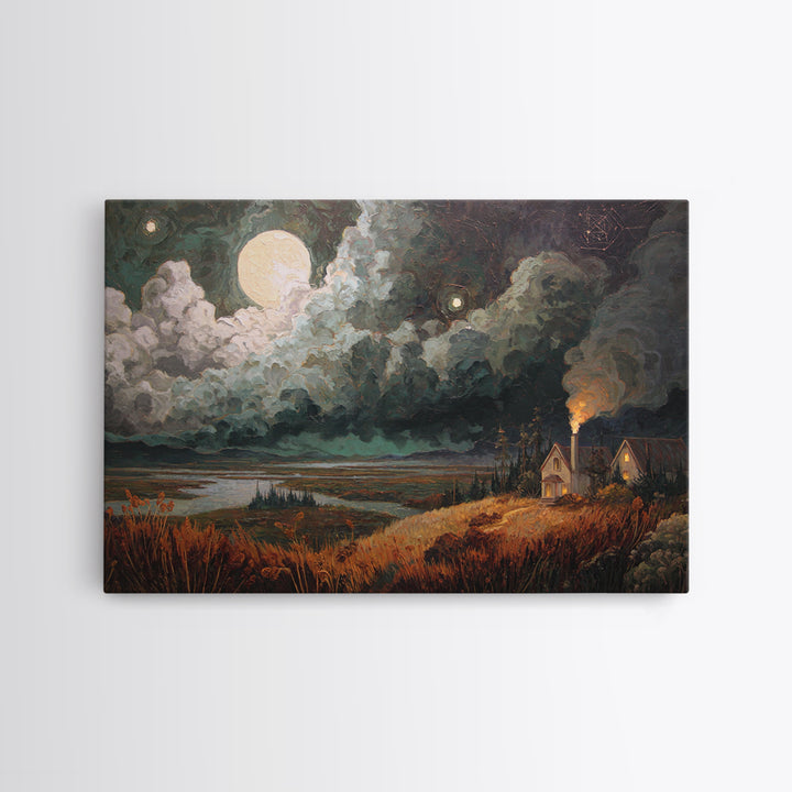 The Apothecary Of Black Seashell Dreams, Dark Fantasy Wall Art, Landscape Wall Art, Canvas Print, Halloween Home Decor, Gothic Wall Art