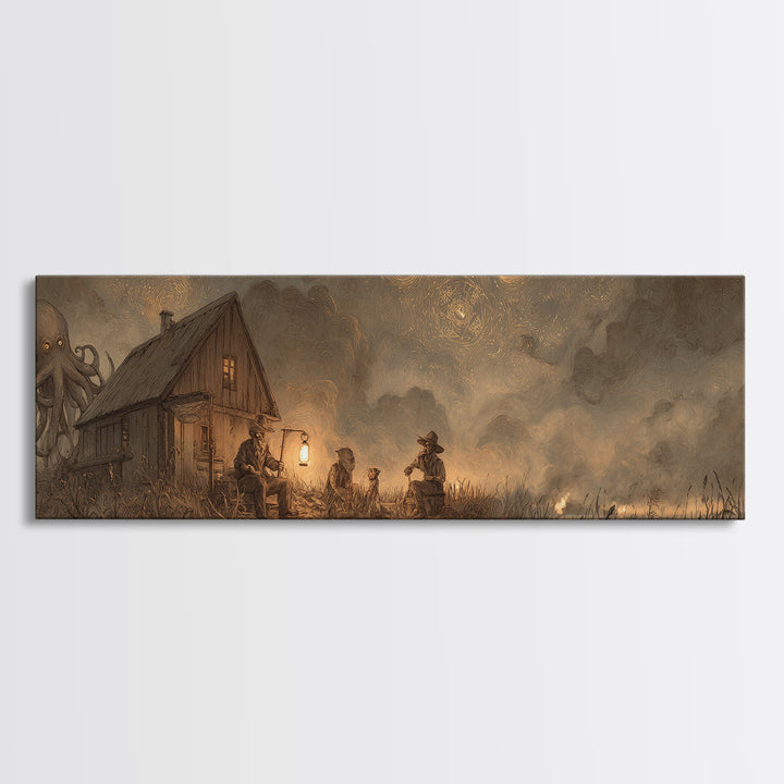 The Festival Of The Little Old Ones, Occult Wall Decor, Extra Wide Wall Art, Canvas Print, Halloween Home Decor, Gothic Wall Art