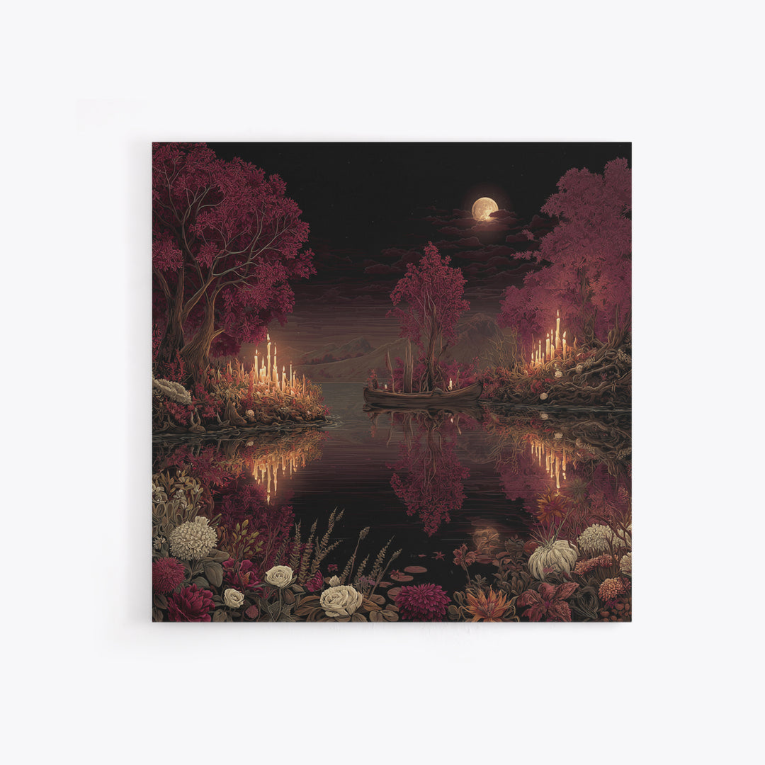 The Mirror Lake Of Lost Constellations, Halloween Wall Art, Square Wall Art, Framed Canvas Print, Halloween Home Decor, Gothic Wall Art