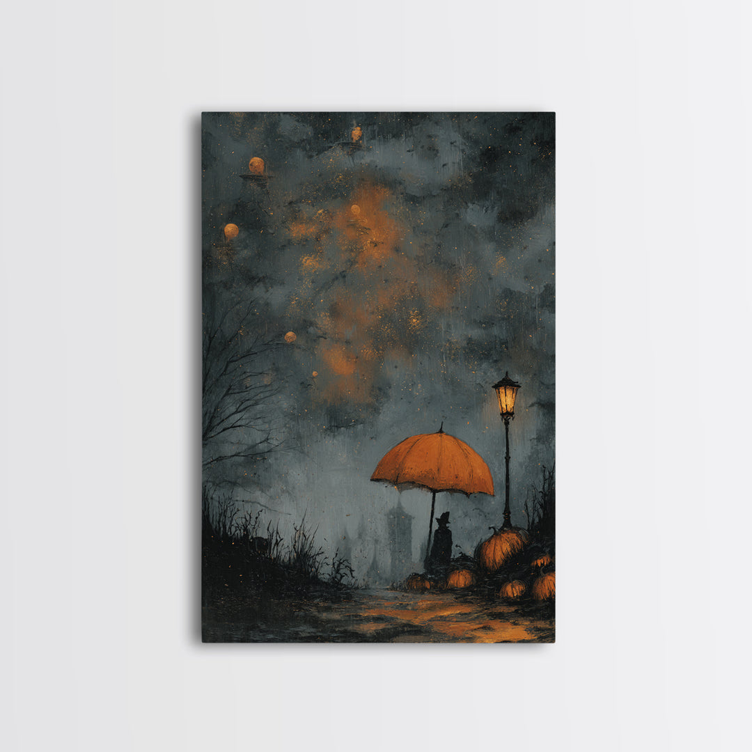 The Umbrella Of The Outer Rain, Halloween Wall Art, Vertical Wall Art, Canvas Print, Halloween Home Decor, Gothic Wall Art, Dark Fantasy Art