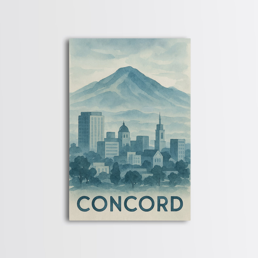 Concord Travel Poster, Canvas Print, Painted Travel Poster Art, Concord City Art, Travel Wall Decor, Fine Art Print, City Art Print