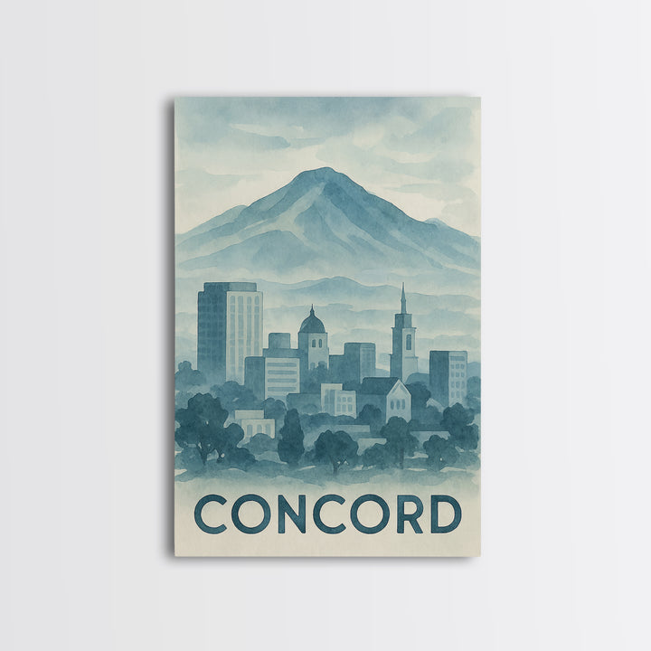 Concord Travel Poster, Canvas Print, Painted Travel Poster Art, Concord City Art, Travel Wall Decor, Fine Art Print, City Art Print