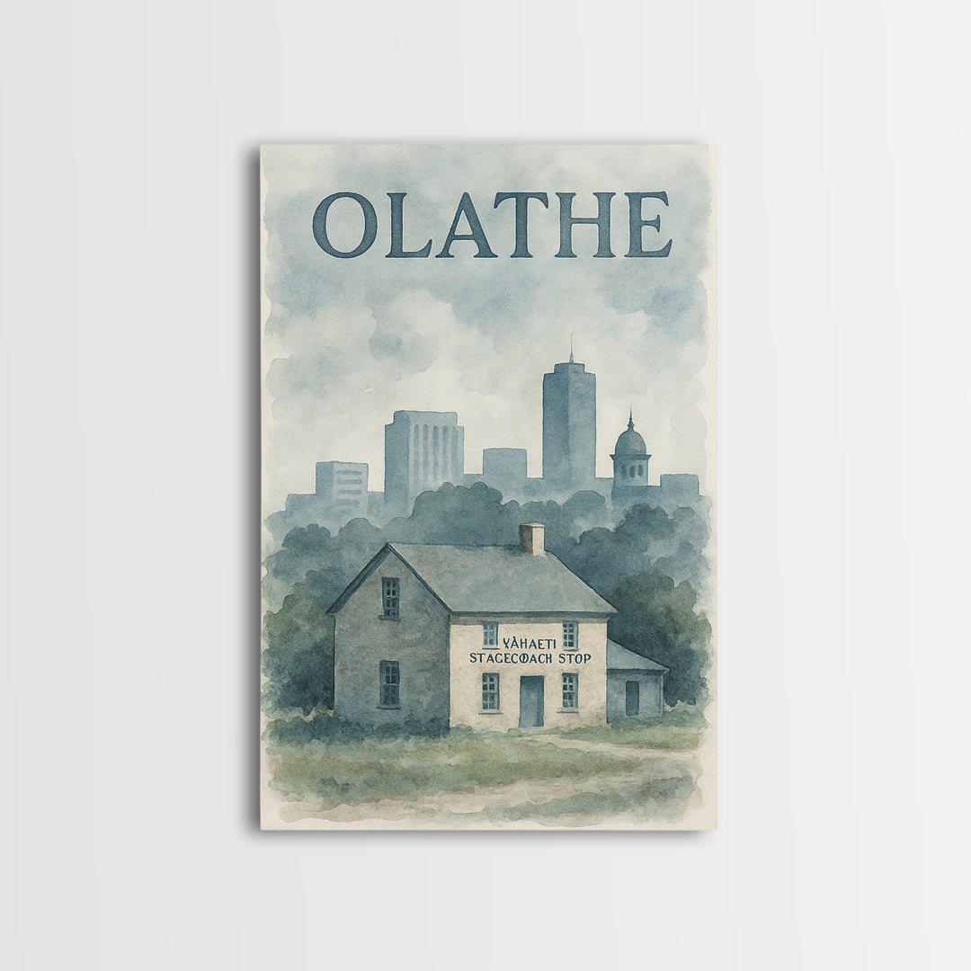 Olathe Travel Poster, Canvas Print, Painted Travel Poster Art, Olathe Travel Art, City Illustration, Travel Art Print, Home Office Decor