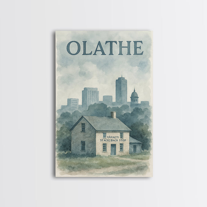Olathe Travel Poster, Canvas Print, Painted Travel Poster Art, Olathe Travel Art, City Illustration, Travel Art Print, Home Office Decor