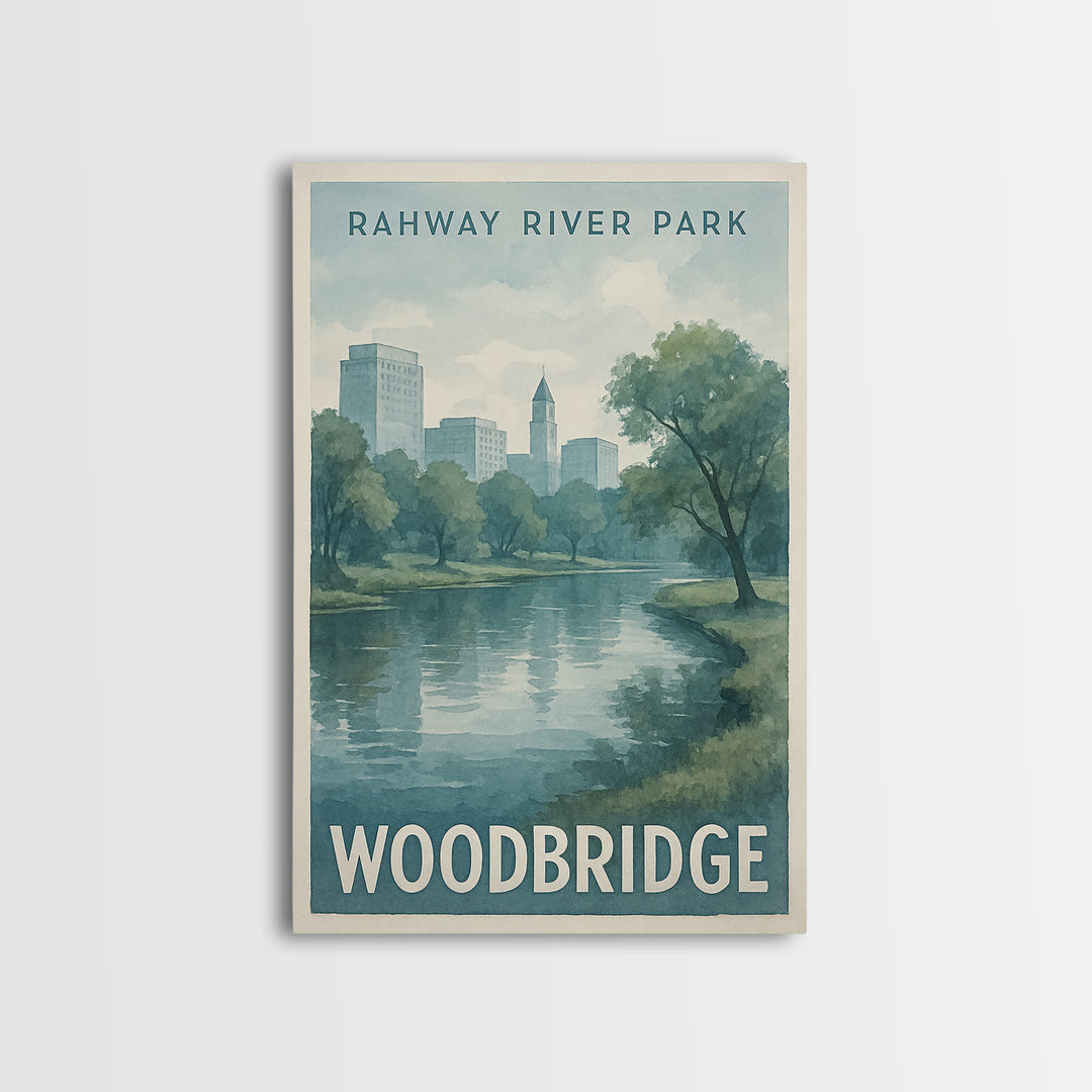 Woodbridge Virginia Travel Poster, Canvas Print, Illustrated Watercolor Poster, Woodbridge Art Print, Fine Art Print, Retro Travel Print