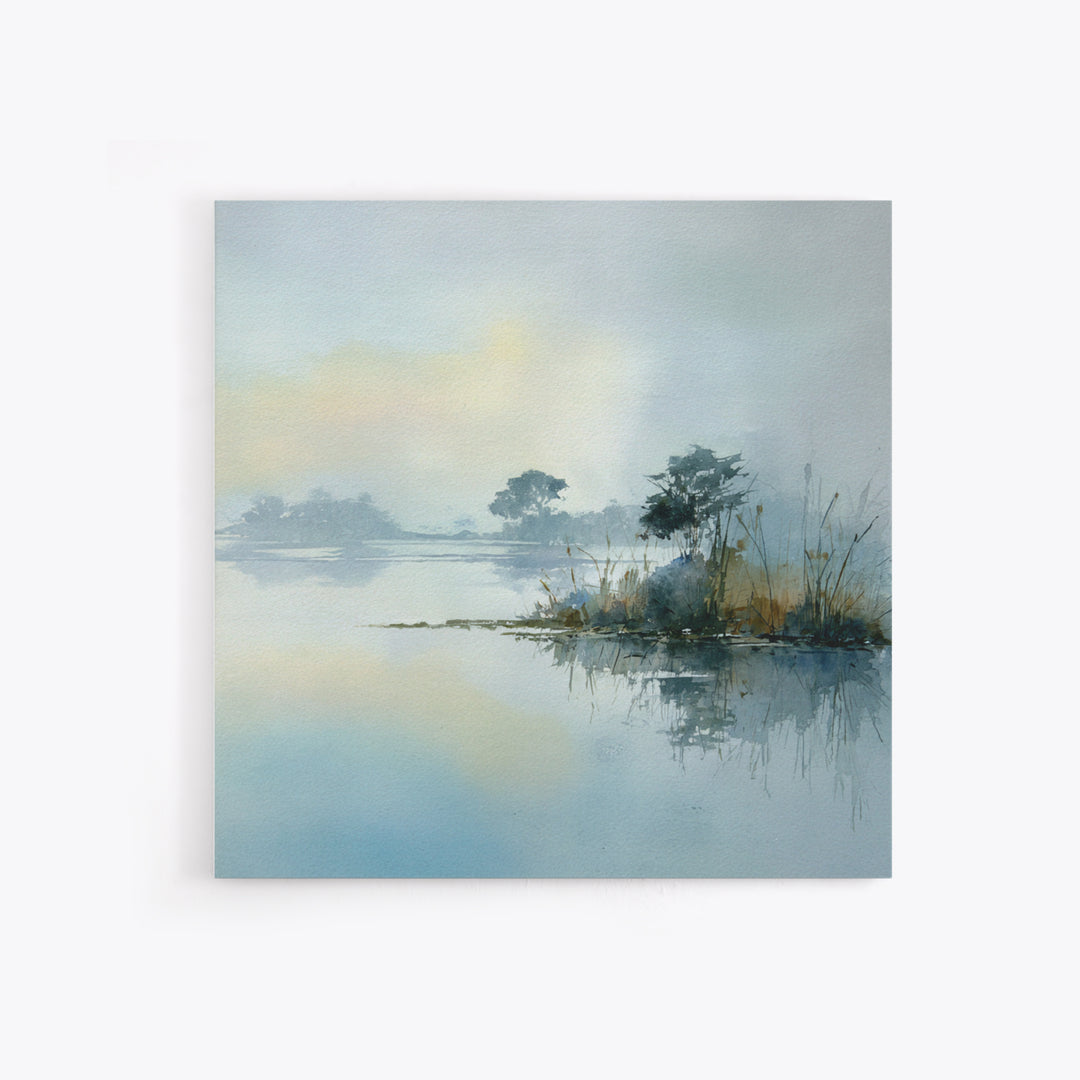Peaceful Lake Reflection at Dawn Framed Canvas Print, Waiting Room Art, Abstract Art, Waiting Room Decor, Fine Art, Calm, WRA-1x1-28