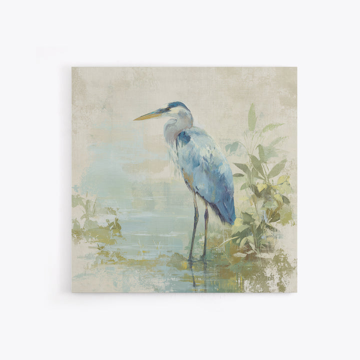 Blue Heron in Quiet Marsh Canvas Print, Waiting Room Art, Printable Art, Waiting Room Decor, Watercolor Art, Calm, WRA-1x1-36