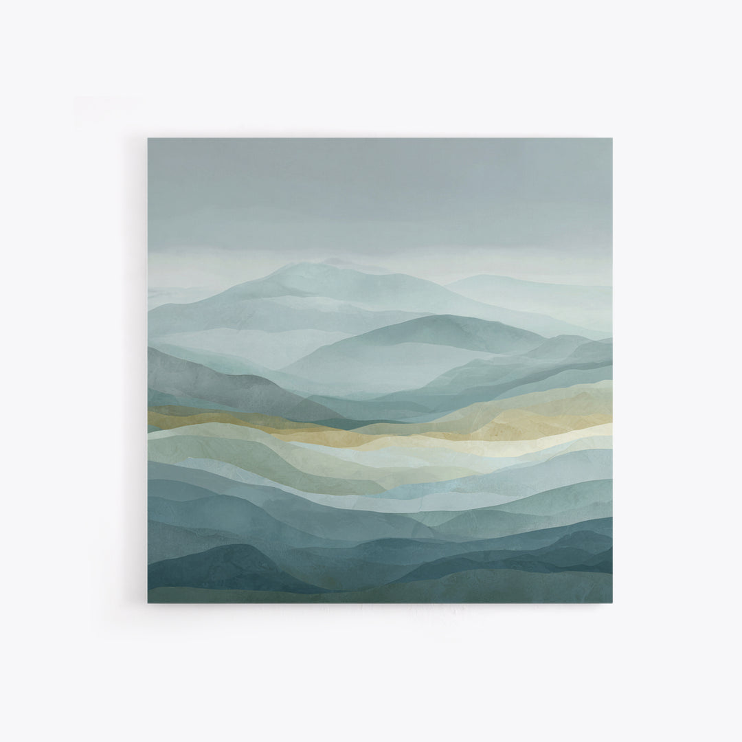 Simple Mountain Layers Framed Canvas Print, Waiting Room Art, Dental Office Decor, Waiting Room Decor, Fine Art, Calm, WRA-1x1-38