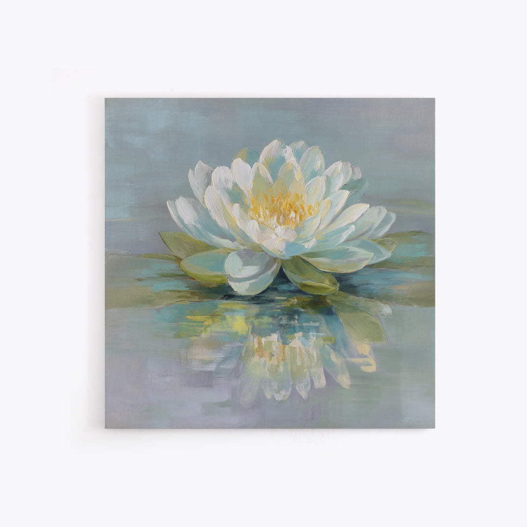 Lotus Flower on Still Water Framed Canvas Print, Waiting Room Art, Office Art, Waiting Room Decor, Calm, Gallery Decor, WRA-1x1-39